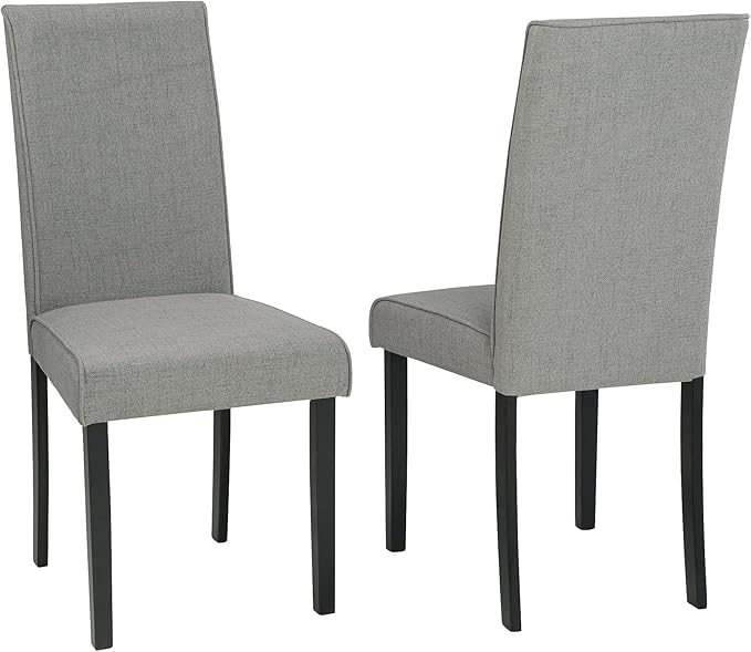 Signature Design by Ashley Kimonte Upholstered 19" Parsons Dining Chair, 2 Count, Dark Gray - LeafyLoom