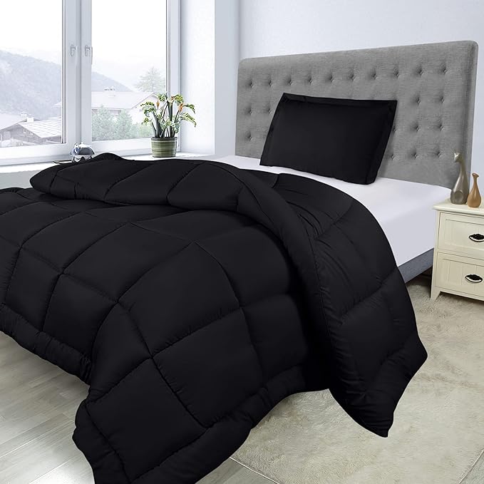 Utopia Bedding Twin Comforter Set Kids with 1 Pillow Sham, Bedding Comforter Sets, Down Alternative Black Comforter, Soft and Comfortable, Machine Washable (Pack of 6) - LeafyLoom