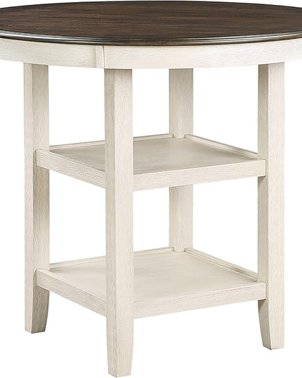 NicBex Dining Table for 4 Kitchen Table and Chairs 5Pc Counter Height Dining Set Table with Built-in Shelves and 4X Counter Height Chairs for Dining Room and Restaurant, Antique White - LeafyLoom