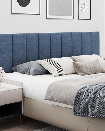 King Headboard, Wall Mounted Peel and Stick Headboard, Upholstered Tufted Bed Headboard for King Size Bed, Floating Dorm Bedroom Tall Headboard Soundproof Wall Panels (12 Panels, 10"x24") - LeafyLoom