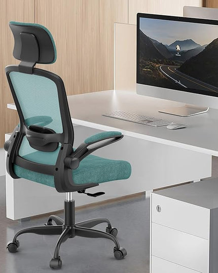 Office Chair, Ergonomic Desk Chair with Adjustable Lumbar Support, High Back Mesh Computer Chair with Flip-up Armrests-BIFMA Passed Task Chairs, Executive Chair for Home Office - LeafyLoom