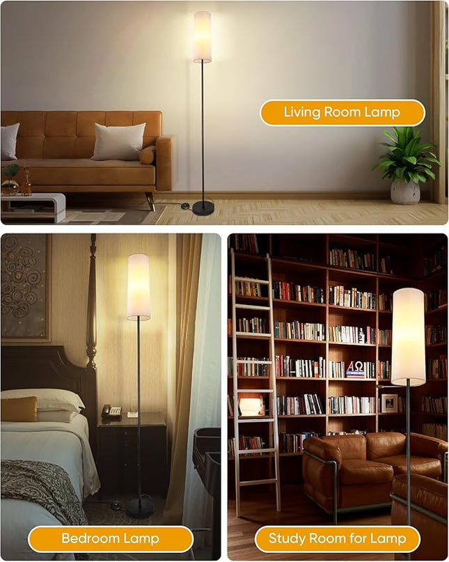 Modern Floor Lamp, LED Floor Lamp with Remote Control and Stepless Dimmable Colors Temperature & Brightness, Standing Lamps for Living Room Bedroom Office,Reading,9W Bulb Included(Beige) - LeafyLoom