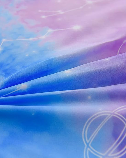 Btargot Lightweight Microfiber 6 Piece Comforter Set, Tie Dye Galaxy Constellation Pattern Bedding Set for Boys Girls Teen, Queen Blue Purple - LeafyLoom