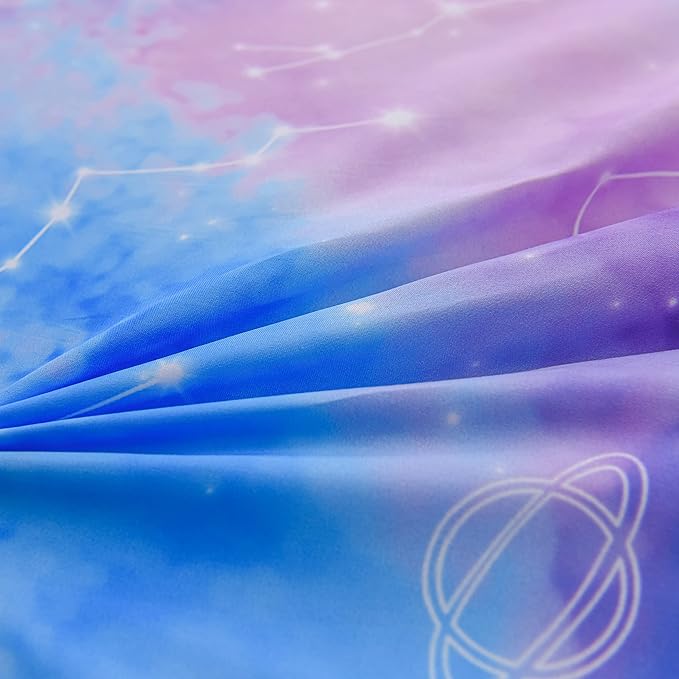 Btargot Lightweight Microfiber 6 Piece Comforter Set, Tie Dye Galaxy Constellation Pattern Bedding Set for Boys Girls Teen, Queen Blue Purple - LeafyLoom