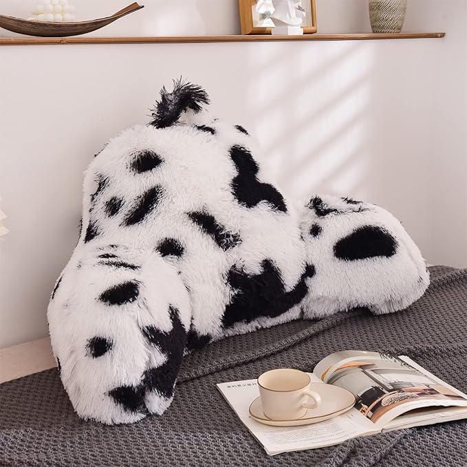 Aimuan Reading Pillow Bed Rest Wedge Large Adult Backrest Pillow with Arms Back Support for Sitting Up in Bed Cushion Incline Rest Sleeping Snoring Pillow, White-black, Large - LeafyLoom