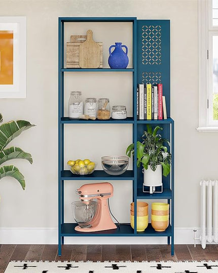 Mr. Kate Annie Metal Bookcase, Deep Ocean Blue - LeafyLoom