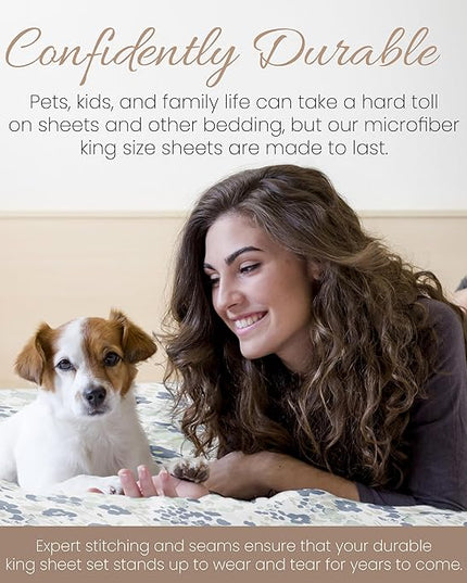 Linen Market 4 Piece King Bedding Sheet Set (Light Blue Violets) - Sleep Better Than Ever with These Ultra-Soft & Cooling Bed Sheets for Your King Size Bed - Deep Pocket Fits 16" Mattress - LeafyLoom