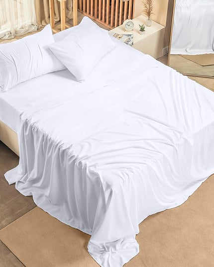 Utopia Bedding Split King Bed Sheets Set - 5 Piece Bedding - Brushed Microfiber - Shrinkage and Fade Resistant - Easy Care (Split King, White) - LeafyLoom