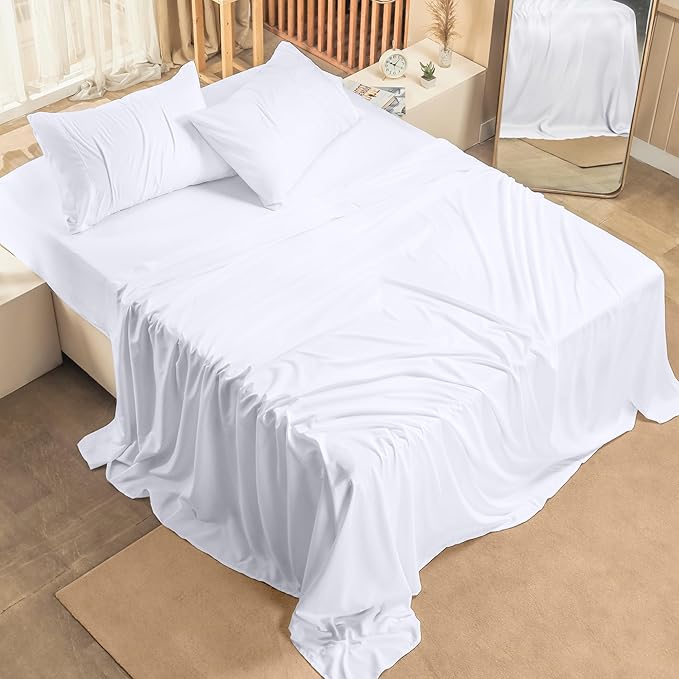 Utopia Bedding Split King Bed Sheets Set - 5 Piece Bedding - Brushed Microfiber - Shrinkage and Fade Resistant - Easy Care (Split King, White) - LeafyLoom