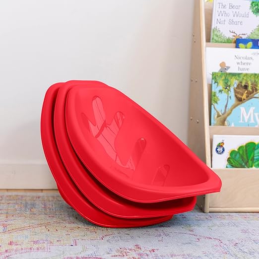 ECR4Kids Leaf Floor Seat, Rocker Chair, Red, 6-Piece - LeafyLoom