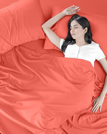 Utopia Bedding King Bed Sheets Set - 4 Piece Bedding - Brushed Microfiber - Shrinkage and Fade Resistant - Easy Care (King, Coral) - LeafyLoom