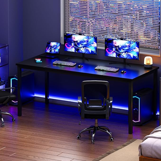 Need Large Computer Desk 70.8 x 31.5 inches Conference Table Large Office Desk Writing Table Workstation for Home Office,Black 10FJGSAC3-180BK-ND - LeafyLoom