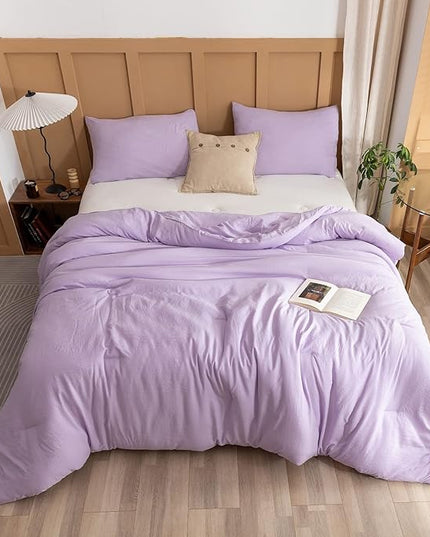 ROSGONIA King Size Comforter Set Lavender, 3pcs (1 Boho Purple Comforter & 2 Pillowcases), Soft Bedding Lightweight Bedspread Blanket Quilts - LeafyLoom