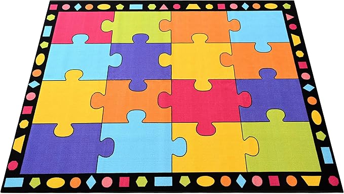 Booooom Jackson Classroom Carpets Elementary, Kid Rug Children's Classroom Seating Rug for Nursery, School, Children's Colorful Area Rug Educational Carpet with Non-Slip Backing(Seats-16),8'5"x 6'5" - LeafyLoom