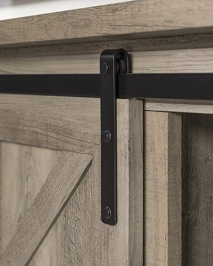 Walker Edison Corbin Modern Farmhouse Sliding X Barn Door TV Stand for TVs up to 80 Inches, 70 Inch, Grey Wash - LeafyLoom