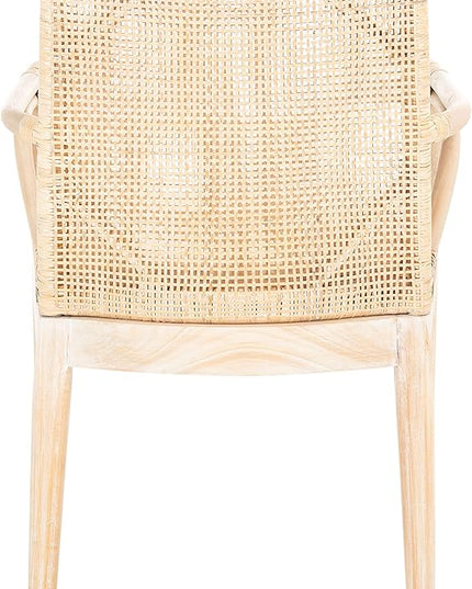 SAFAVIEH Home Collection Gianni Natural Wash/White Cushion Living Dining Room Bedroom Office Foyer Arm Chair SEA4011B - LeafyLoom