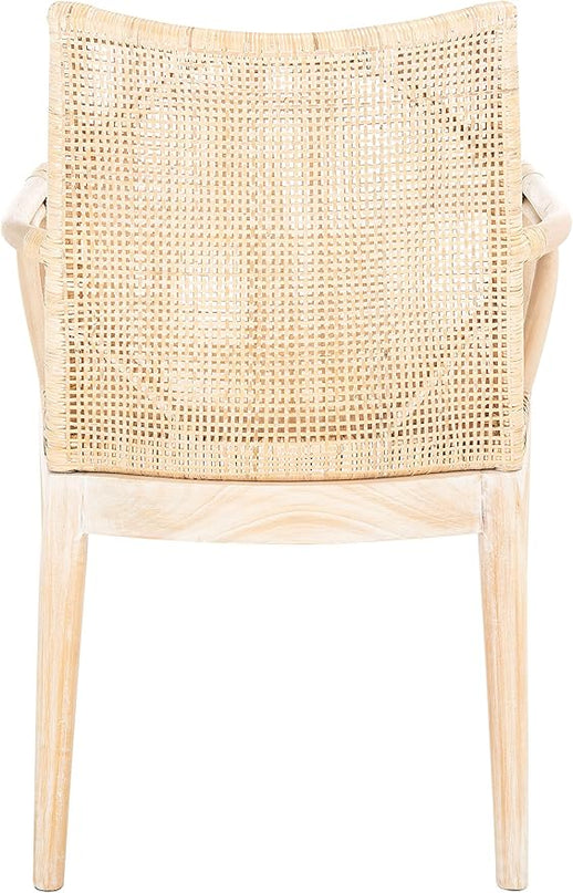 SAFAVIEH Home Collection Gianni Natural Wash/White Cushion Living Dining Room Bedroom Office Foyer Arm Chair SEA4011B - LeafyLoom