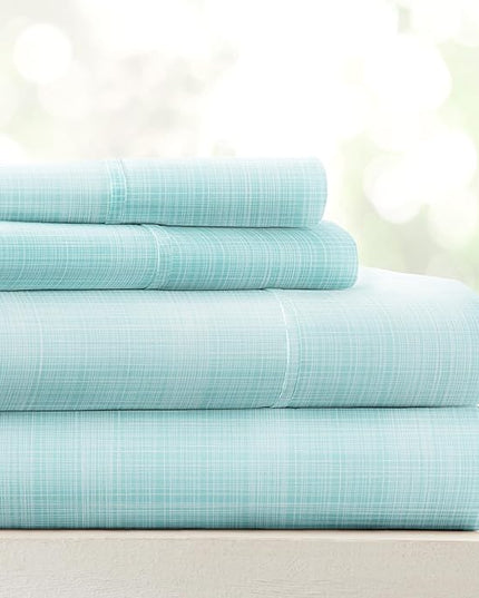 4 Piece California King Bedding Sheets Set (Aqua Thatch) - Sleep Better Than Ever with These Ultra-Soft & Cooling Bed Sheets for Your Cal King Size Bed - Deep Pocket Fits 16" Mattress - LeafyLoom