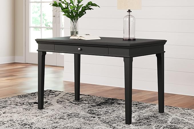Signature Design by Ashley Beckincreek Classic Home Office Small Leg Desk with 1 Drawer and USB Ports, Black - LeafyLoom