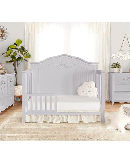 SweetPea Baby Rose 4-in-1 Convertible Crib in Silver Shimmer, Baby Crib with Spindles, Greenguard Gold Certified, Easy Assembly, Sustainable New Zealand Pinewood - LeafyLoom