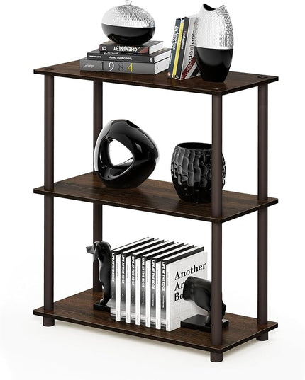 Furinno Turn-N-Tube 3-Tier Compact Multipurpose Shelf Display Rack, Walnut/Brown - LeafyLoom