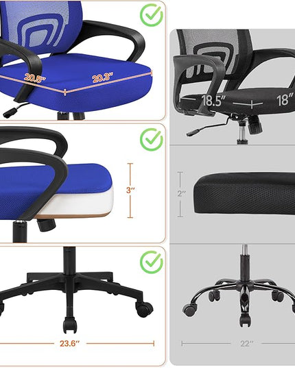 Yaheetech Office Computer Desk Chair Swivel Rolling, Cute Task Chair Ergonomic Conference Room, Mesh Work Study Chair Basic Comfy Desktop Chair with Wheels Arms, Blue - LeafyLoom