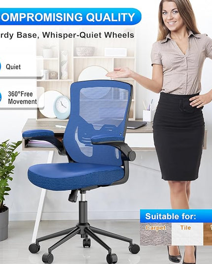 Office Chair, High Back Desk Chair Adjustable Height and Ergonomic Design Home Office Computer Chair Executive Lumbar Support Padded Flip-up Armrest Swivel Task Chair - LeafyLoom
