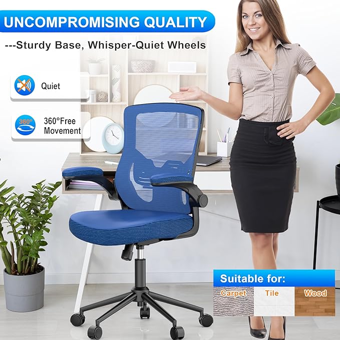 Office Chair, High Back Desk Chair Adjustable Height and Ergonomic Design Home Office Computer Chair Executive Lumbar Support Padded Flip-up Armrest Swivel Task Chair - LeafyLoom