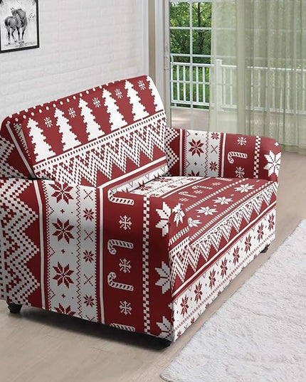 FKELYI Boho Christmas Easy Going Stretch Sofa Slipcover Washable Sofa Couch Cover Comfortable Furniture Protector with Elastic Bottom M FKELYI