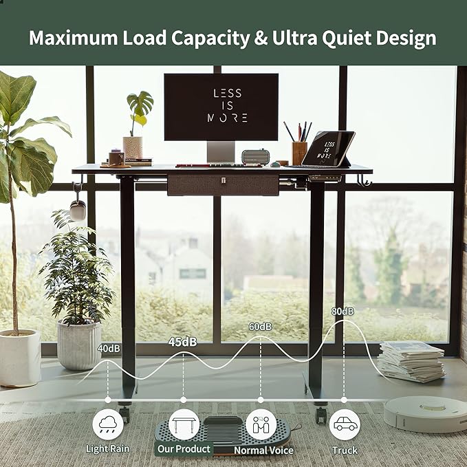 FEZIBO 63 x 24 Inches Standing Desk with Drawer, Adjustable Height Electric Stand up Desk with Storage, Sit Stand Home Office Desk, Ergonomic Computer Desk, Black - LeafyLoom