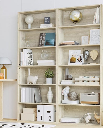 IRONCK Bookshelves and Bookcases Set of 2 Floor Standing 6 Tier Display Storage Shelves 70in Tall Bookcase Home Decor Furniture for Home Office, Living Room - LeafyLoom