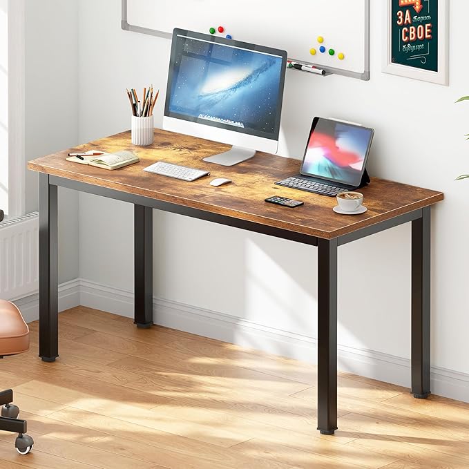 DlandHome 47inches Computer Desk Home Office Table Writing Desk Study Table Gaming Desk Worstation, Retro - LeafyLoom