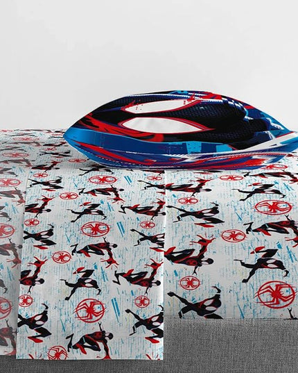 Marvel Spiderman Across The Spider-Verse Glitch 5 Piece Twin Size Bed Set - includes Comforter & Sheet Set Bedding - Super Soft Fade Resistant Microfiber (Official Product) - LeafyLoom