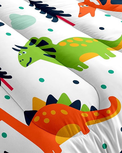 Dinosaurs Kids Comforter Bedding Set 3 PCS Super Soft Breathable Print Kids Bedding Sets for Boys Girls, Machine Washable Durable Comforter Set with Comforter and 2 Pillowcases (Twin, Dinosaur) - LeafyLoom