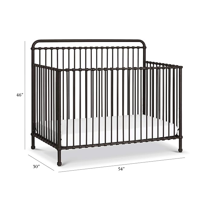 Namesake Winston 4-in-1 Convertible Metal Crib in Vintage Iron, Greenguard Gold Certified - LeafyLoom