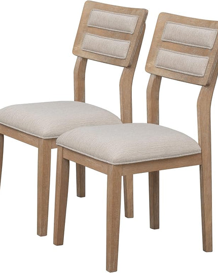 6-Piece Kitchen Dining Room Table Set with 4 Upholstered Chairs & Bench, Classic and Traditional Style, Natural Wood Wash, 60''L x 36''W x 30''H - LeafyLoom