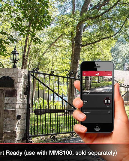 Mighty Mule Gate Opener, Solar and Smart Ready, Heavy Duty Automatic Gate Opener, Gates up to 18ft or 850lb Per Gate Leaf, Dual Gate Opener, MM572W MightyMule