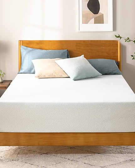 ZINUS 10 Inch Green Tea Memory Foam Mattress [New Version], Queen, Fiberglass free, Medium Firm Feel, Zoned Pressure Relief, Certified Safe Foams & Fabric, Mattress in A Box - LeafyLoom
