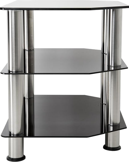 AVF Transitional Steel and Glass TV Stand for up to 32" TVs in Black/Chrome - LeafyLoom