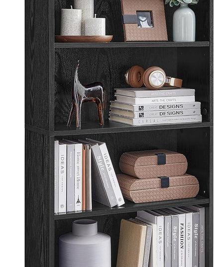 VASAGLE Bookshelf, 23.6 Inches Wide, 4-Tier Open Bookcase with Adjustable Storage Shelves, Floor Standing Unit, Ebony Black ULBC164T56 - LeafyLoom