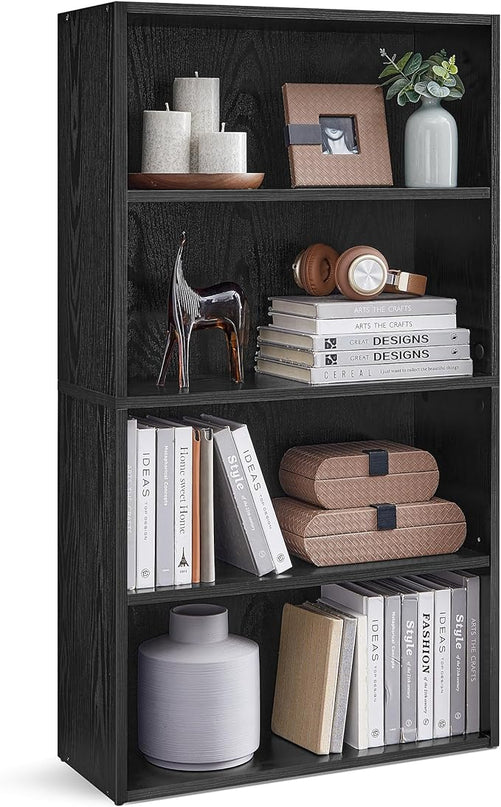 VASAGLE Bookshelf, 23.6 Inches Wide, 4-Tier Open Bookcase with Adjustable Storage Shelves, Floor Standing Unit, Ebony Black ULBC164T56 - LeafyLoom