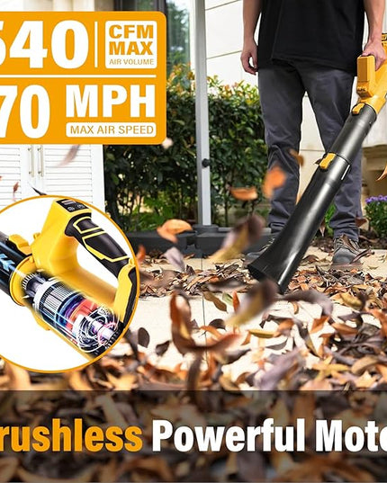 Leaf Blower Cordless Blowers for Lawn Care and 20V Electric Leaf Blower with 2 * 6.0Ah Battery Powered, Fast charger 540CFM/170MPH & 6 Speed Mode Adjustment - LeafyLoom