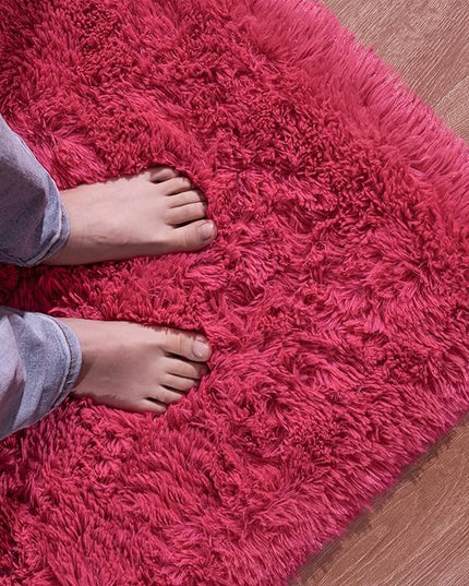 Softlife Rug for Living Room 5.3x7.6 Feet Area Rug for Bedroom Super Soft Shaggy Rugs for Kids Room Fluffy Fuzzy Carpets Long Plush Bedside Rug Nursery Christmas Home Decor for Boys Girls, Rose Red - LeafyLoom
