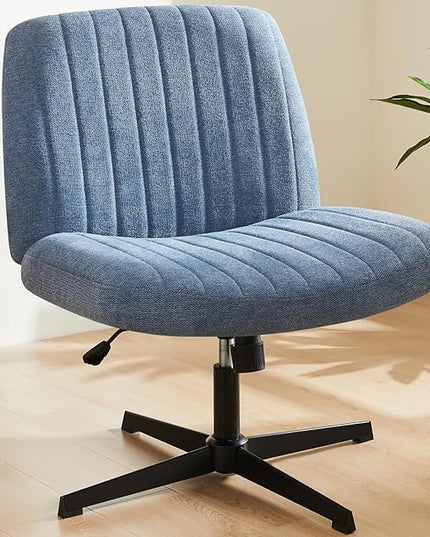 Sweetcrispy Office Chair No Wheels - Armless Desk Chair No Wheels Cross Legged Office Chair Wide Swivel Home Office Desk Chairs - LeafyLoom