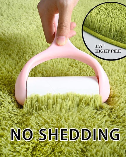 Merelax Soft Shaggy Rug for Kids Bedroom, Oval 2.6'x5.3' Green Plush Fluffy Carpets for Living Room, Furry Carpet for Teen Girls Room, Anti-skid Fuzzy Comfy Rug for Nursery Decor Cute Baby Play Mat - LeafyLoom