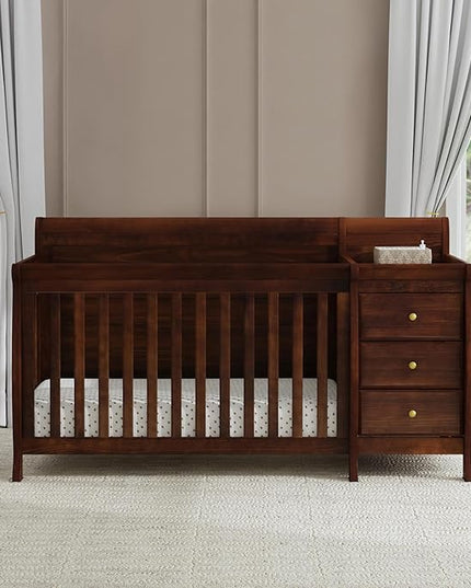 DaVinci Kalani 4-in-1 Convertible Crib and Changer Combo in Espresso - LeafyLoom