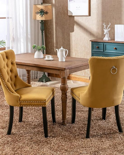 NicBex Haerin-SD-00095-LWJ Dining Chairs, 25.5"x19.7"x37.4", Gold - LeafyLoom