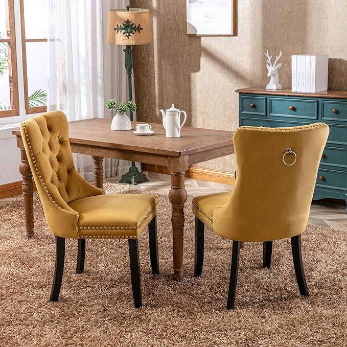 NicBex Haerin-SD-00095-LWJ Dining Chairs, 25.5"x19.7"x37.4", Gold - LeafyLoom