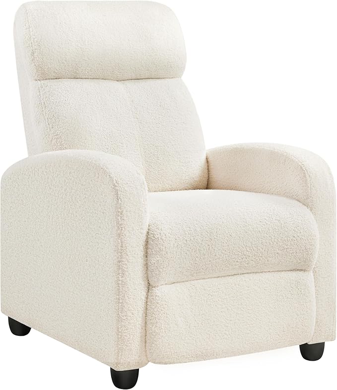 Yaheetech Fabric Recliner Chair Single Sofa Home Theater Seatting Adjustable Modern Single Reclining Chair for Living Room Bedroom Home Theater Ivory - LeafyLoom