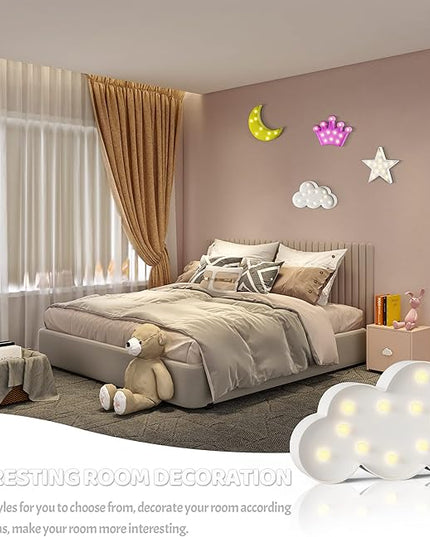 White Cloud Decor, Battery Powered Cloud Night Light for Kids, Kids Night Lights for Bedroom, Baby Night Light for Bedroom, Toddler Night Lights, Kids Room Decor for Bedroom - LeafyLoom